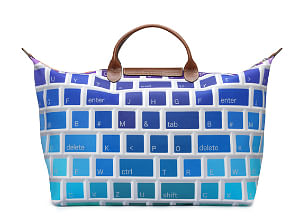 Keyboard Jeremy Scott for Longchamp Le Pliage bag BLUE